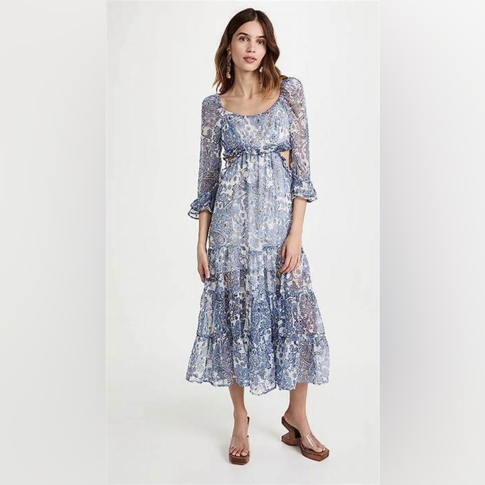 Rahi blue gold midi dress